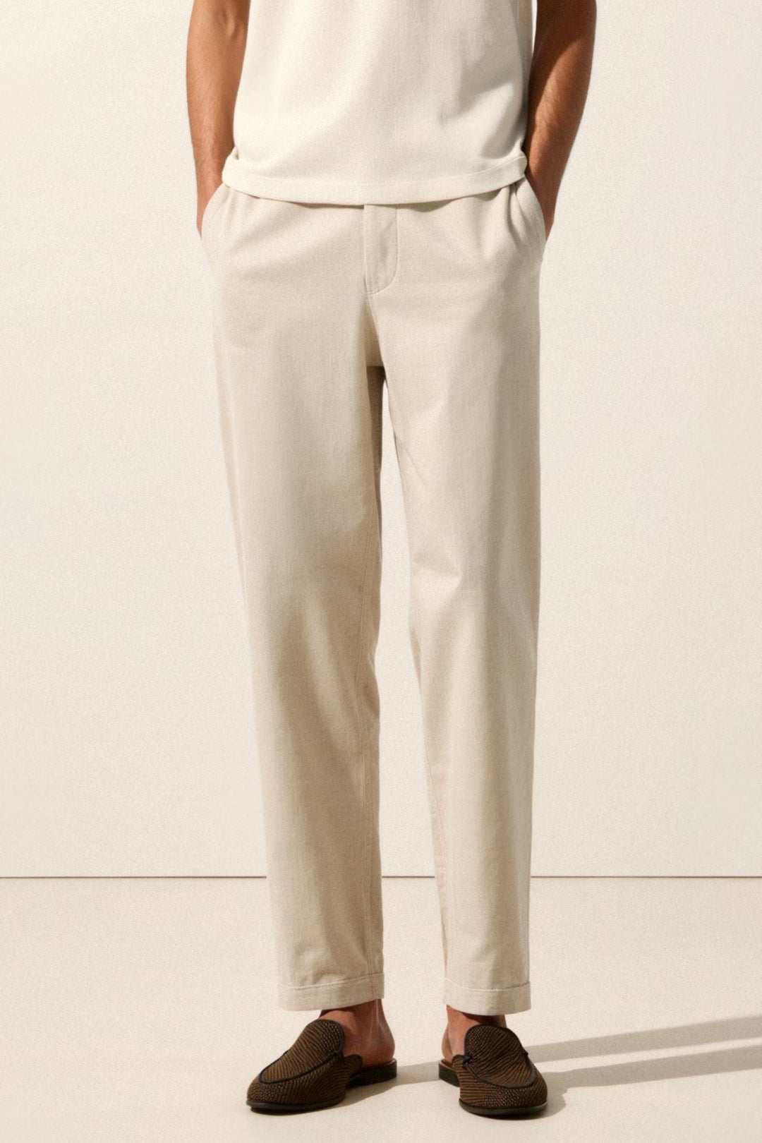 Relaxed Cotton-Linen Drawstring Trouser