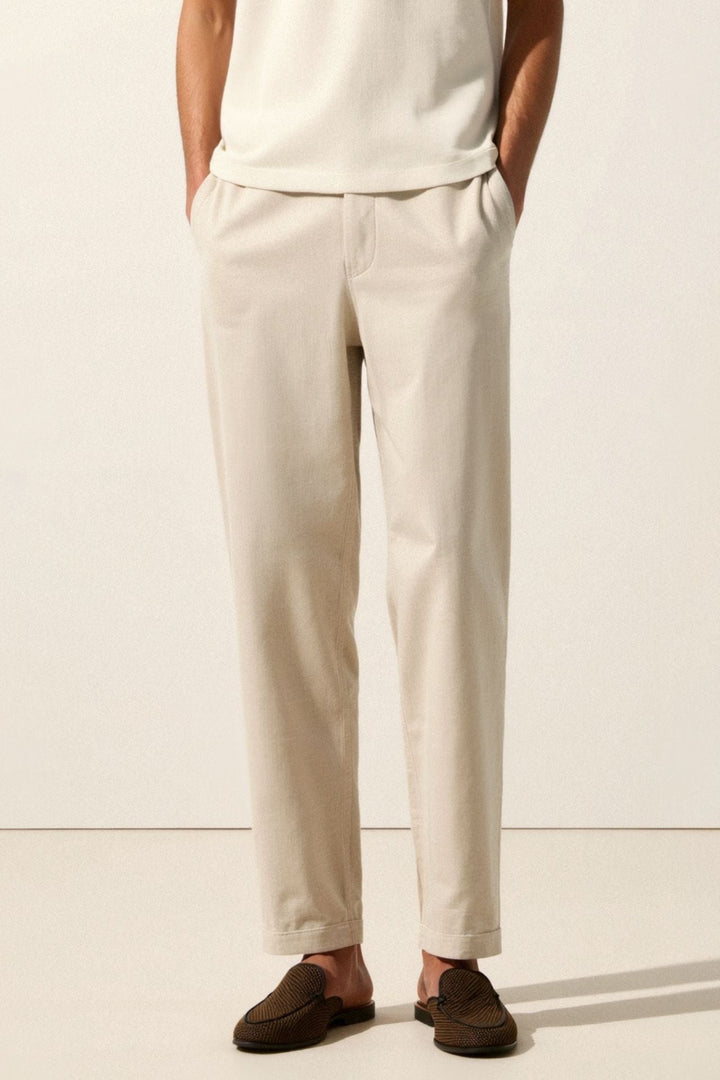 Relaxed Cotton-Linen Drawstring Trouser