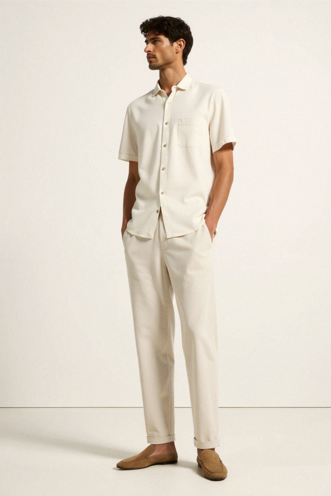 Relaxed Cotton-Linen Drawstring Trouser