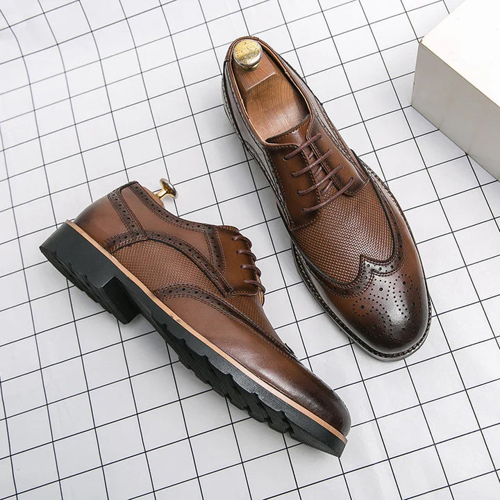 Textured Cow Leather Wingtip Brogue