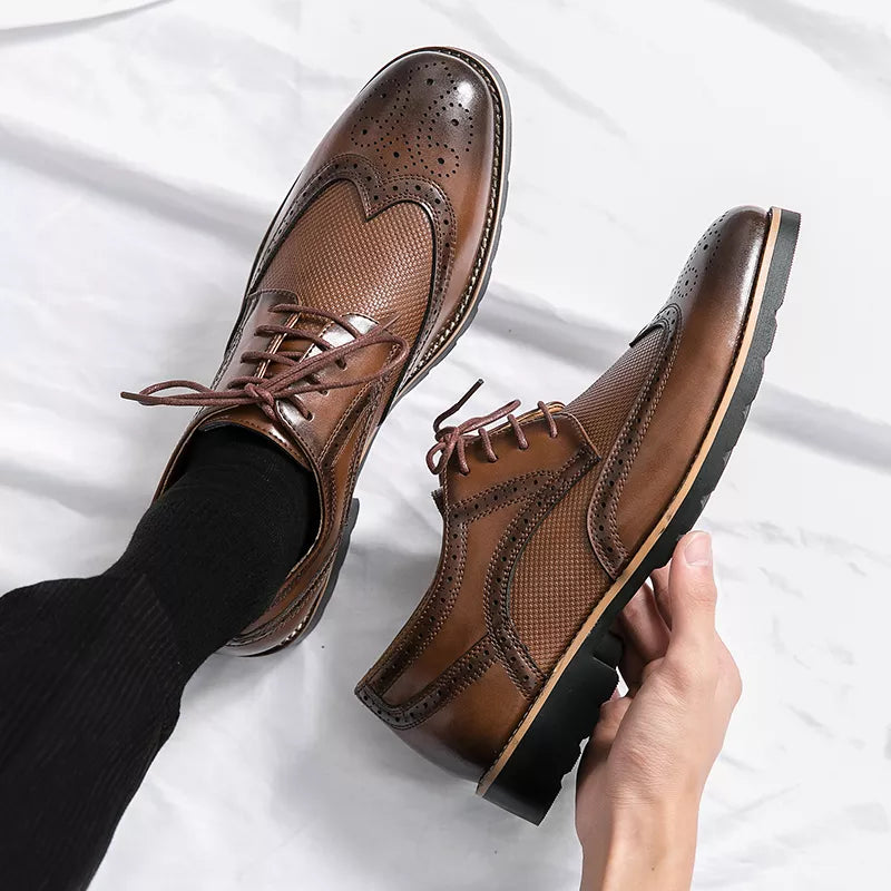 Textured Cow Leather Wingtip Brogue