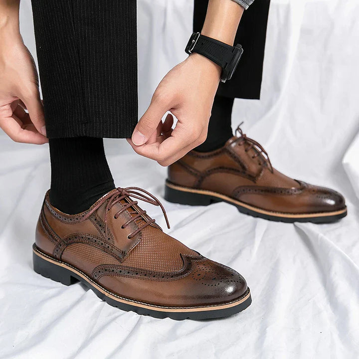Textured Cow Leather Wingtip Brogue