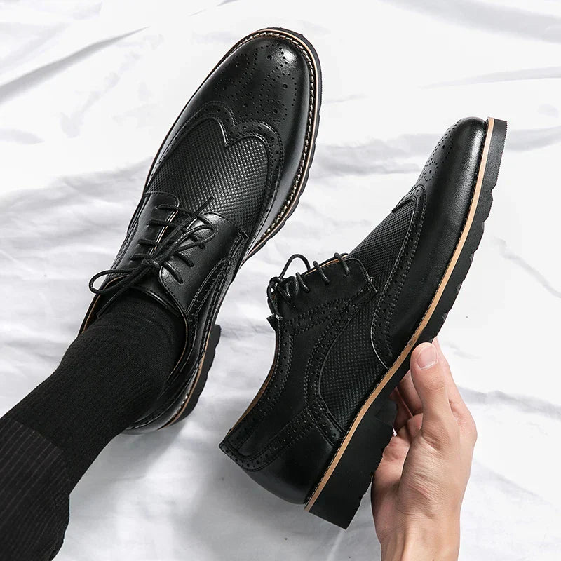 Textured Cow Leather Wingtip Brogue