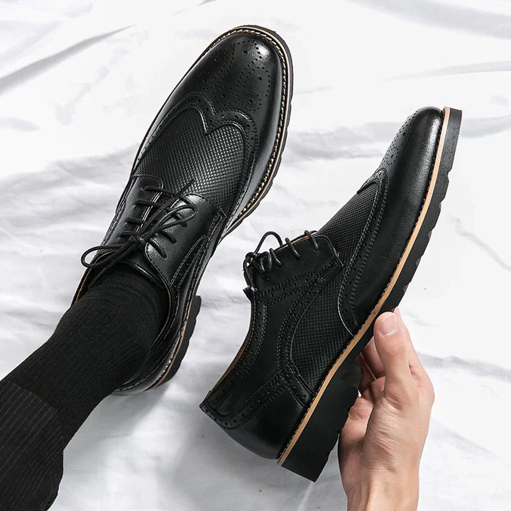 Textured Cow Leather Wingtip Brogue
