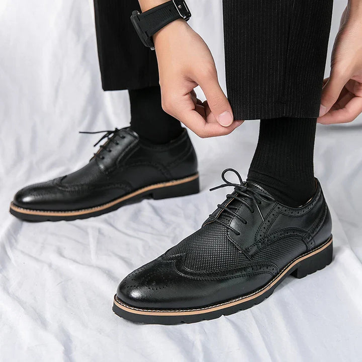 Textured Cow Leather Wingtip Brogue