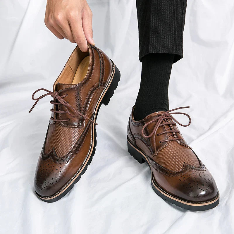 Textured Cow Leather Wingtip Brogue