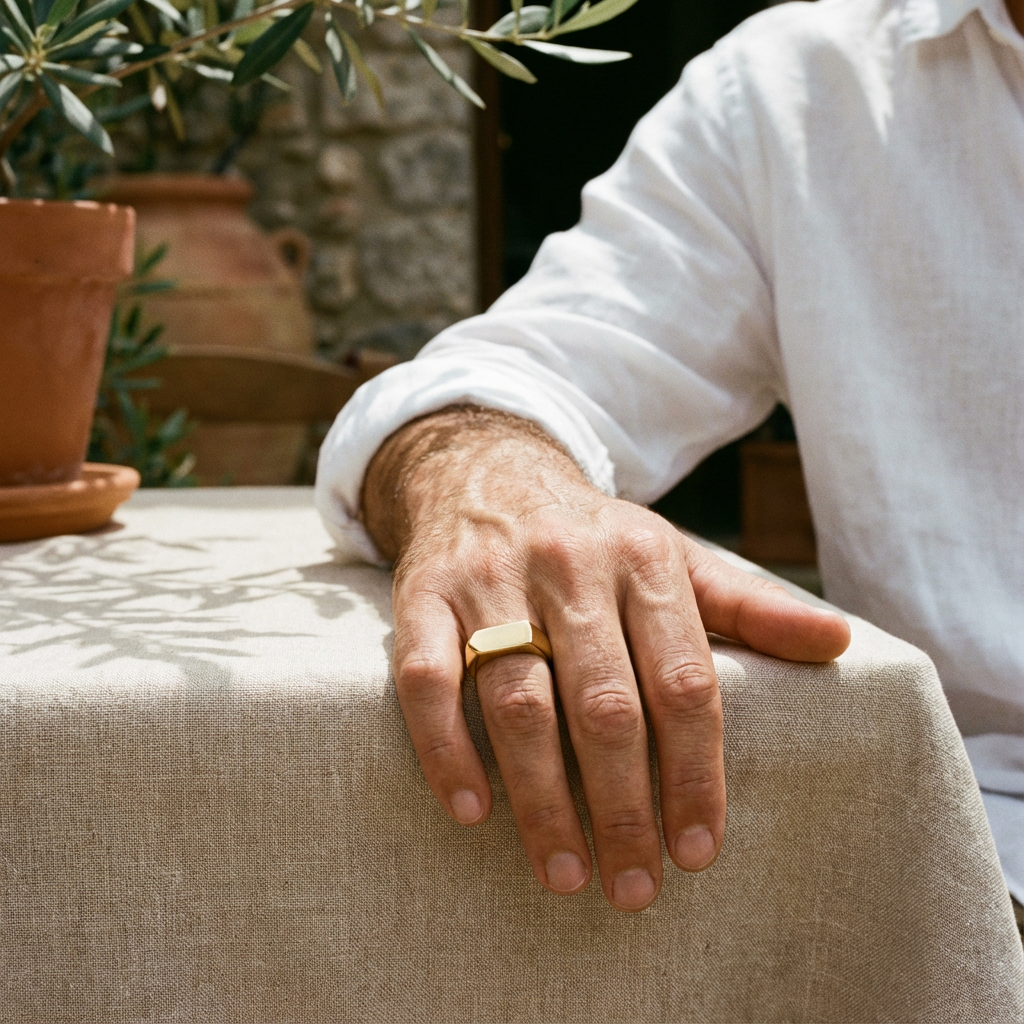 Frosted Arrow Signet Ring