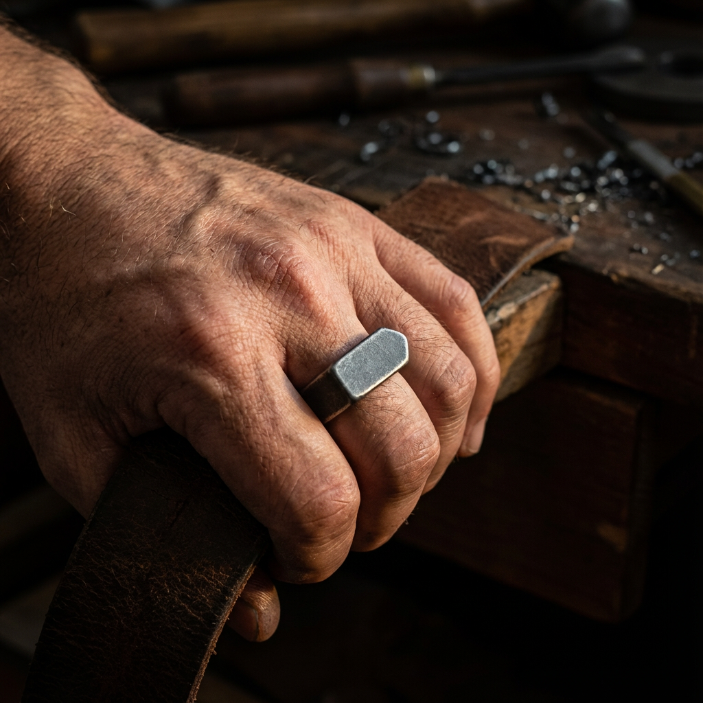 Frosted Arrow Signet Ring