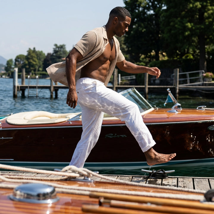 Relaxed Cotton-Linen Drawstring Trouser