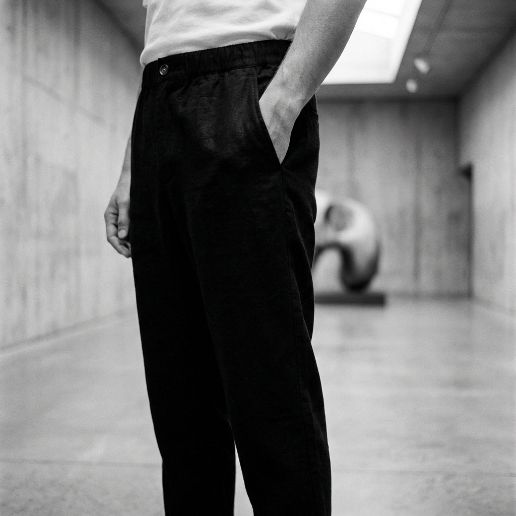 Relaxed Cotton-Linen Drawstring Trouser