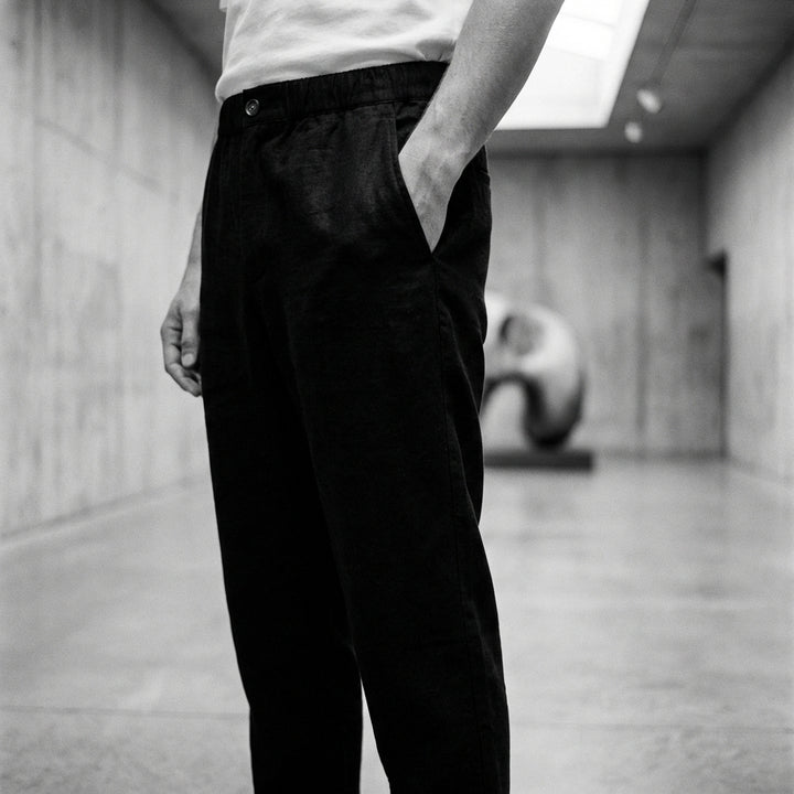 Relaxed Cotton-Linen Drawstring Trouser