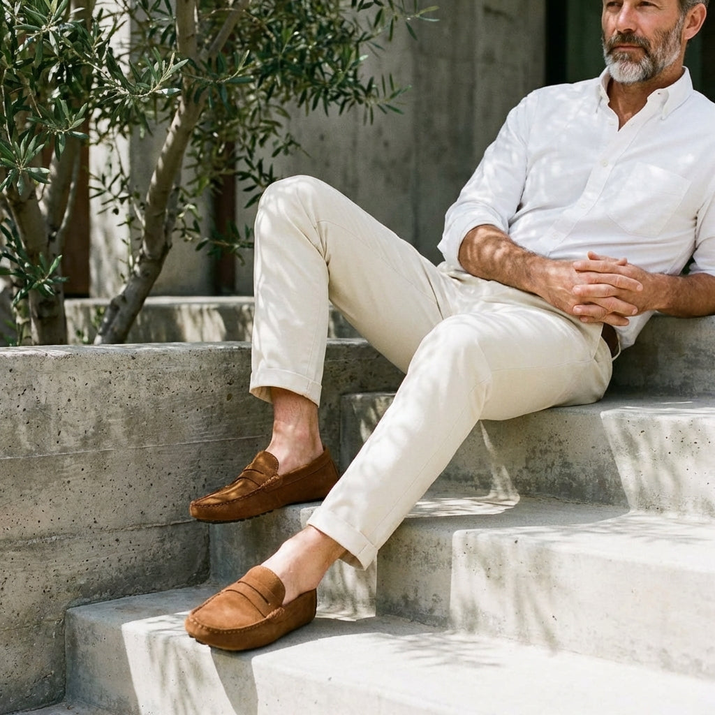 Marina Suede Driving Loafer in Premium Calf Leather