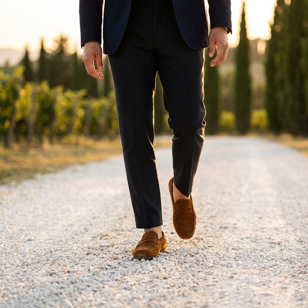 Marina Suede Driving Loafer in Premium Calf Leather