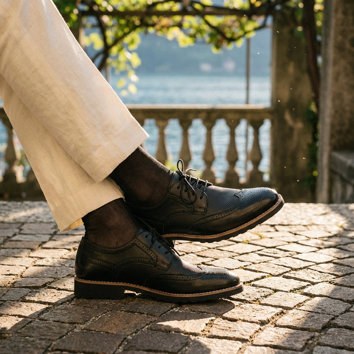 Textured Cow Leather Wingtip Brogue