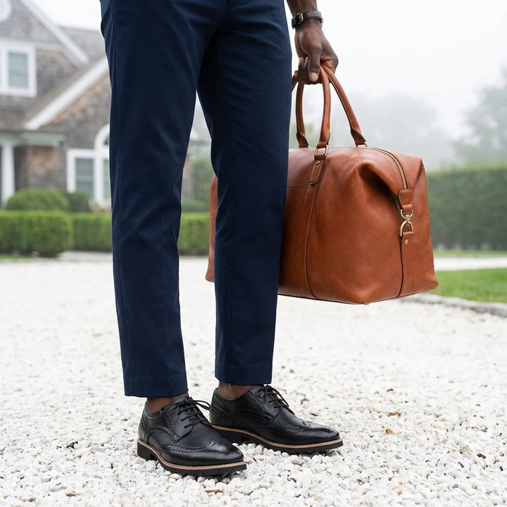 Textured Cow Leather Wingtip Brogue