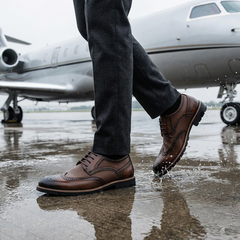 Textured Cow Leather Wingtip Brogue